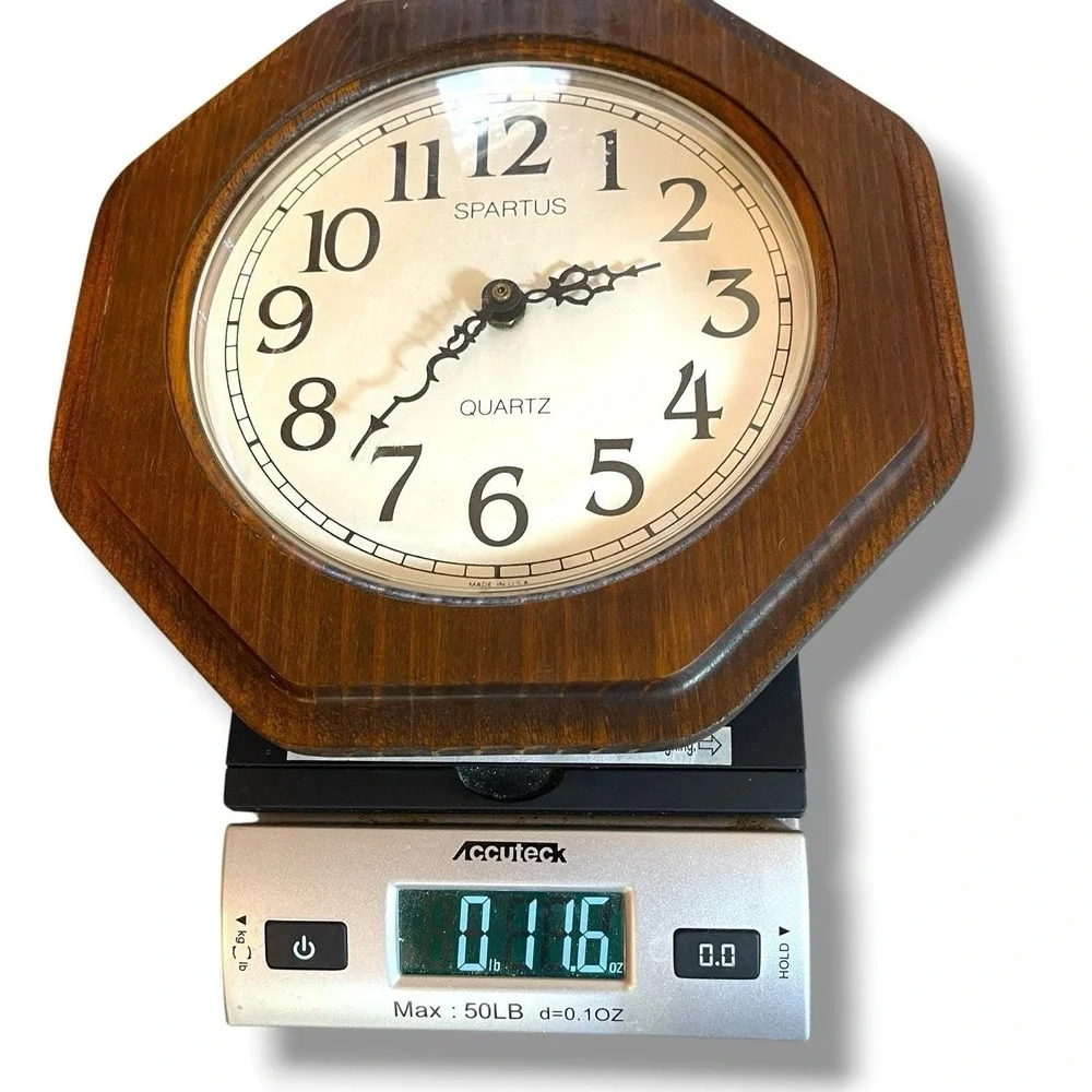 Vintage Wood Frame Clock w/Domed Glass Face 10 X 10